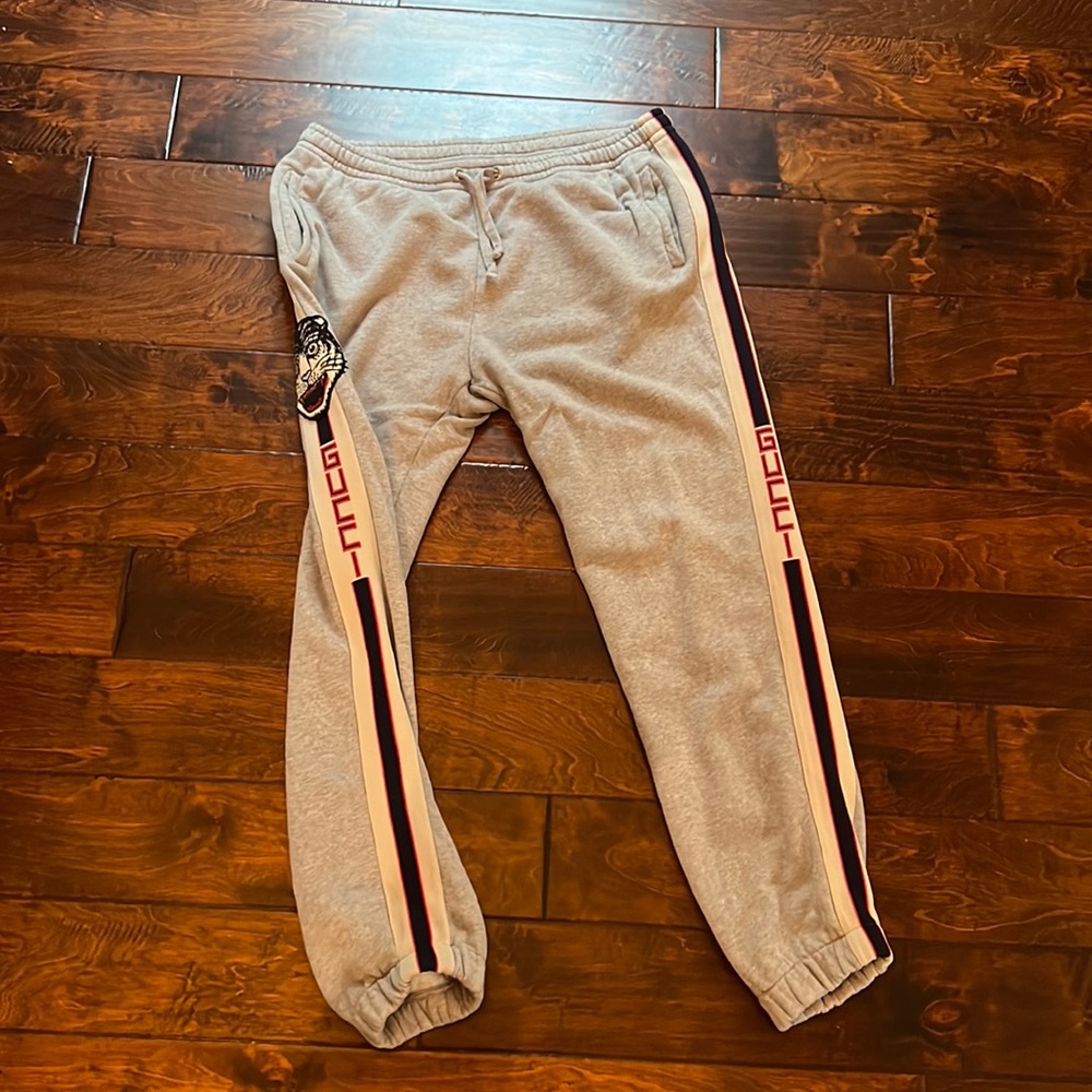 Gucci XXXL Gray - Appliquéd Loopback Cotton-Jersey Sweatpants